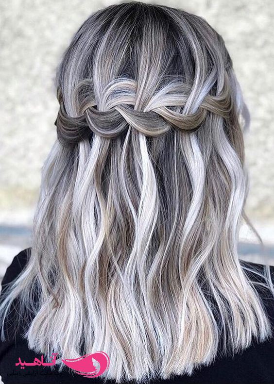 Long gray with a circle band - 3D styles for smoky hair