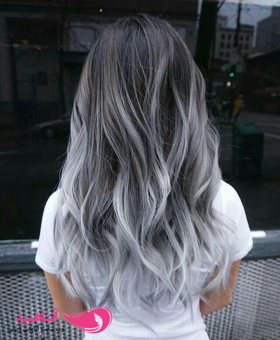 Gray blonde to icy blue ombre